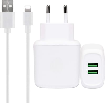 Lange oplader geschikt voor iPad - Lightning naar usb - 2 Meter - Dubbele usb stekker - 2 Poorten - Oplader - Set