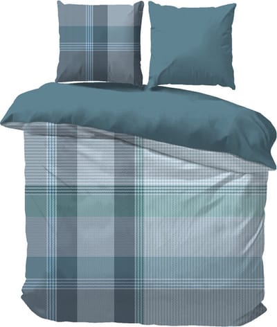 iSleep Dekbedovertrek Menno - Eenpersoons - 140x200/220 cm - Blauw