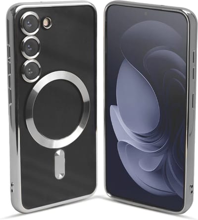 ShieldCase hoesje geschikt voor Samsung Galaxy S23 met magneet hoesje met camera cover (zilver) - geschikt voor Samsung Galaxy S23 hoesje transparant - Ideaal voor magnetisch opladen - telefoonhoesje met camerabescherming