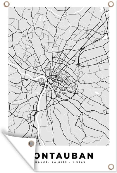 Muurdecoratie Frankrijk - Montauban - Stadskaart - Plattegrond - Kaart - 120x180 cm - Tuinposter - Tuindoek