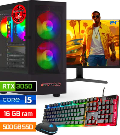 ScreenON - Intel Core i5 - 500GB SSD - 16GB RAM - RTX 3050 - Gaming Set - V122023124 (24" Monitor + Toetsenbord + Muis)