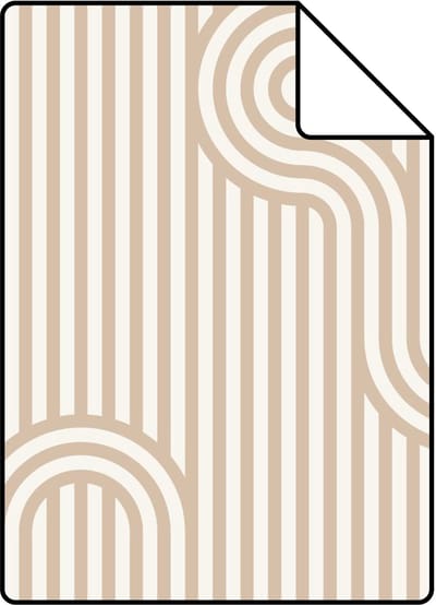 Proefstaal ESTAhome behang grafische lijnen warm beige en wit - 26.5 x 21 cm - 131023-S