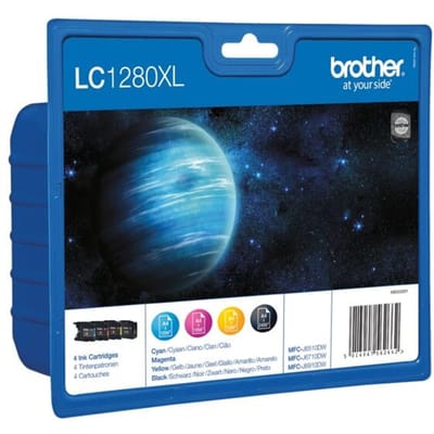 Brother Inktcartridge LC-1280XL Origineel Combipack Zwart, Cyaan, Magenta, Geel LC1280XLVALBPDR
