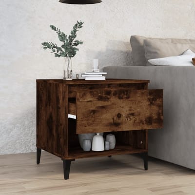 vidaXL - Bijzettafel - 50x46x50 - cm - bewerkt - hout - gerookt - eikenkleurig