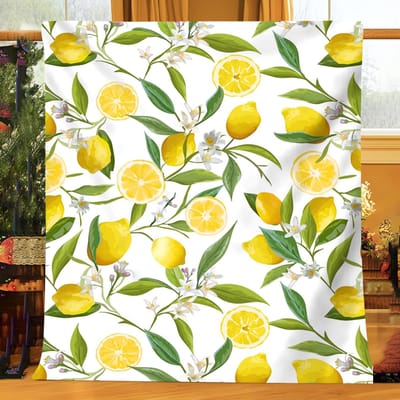 Moderne Gele Citroen Fruitpatroon Print Kunst Plaid - Zachte All-Season Multifunctionele Plaid voor Bank, Bed, Reizen & Cadeau Size: 75*100cm, Weight: 230 GSM yellow