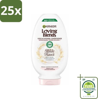 25 x Garnier Loving Blends Milde Haver Conditioner 250 ml - Grootverpakking - Conditioner Voor Gevoelige Hoofdhuid - Milde Conditioner - Hypoallergene Conditioner - Rijstcrème Conditioner - Biologische Havermelk Conditioner
