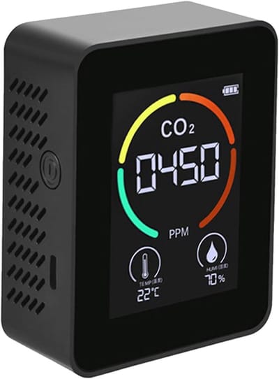 Mini CO2 Detector - Luchtkwaliteit Monitor - Binnenlucht Meten - 3-in-1 Functie - 90x70x35 mm - Zwart