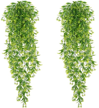 2 stuks, hangend groen, 78 cm, kunsthangplanten, lijkt op echt onderhoudsvrije kunstplanten, hangende hangplant, kunstmatige klimop voor kantoor, tuin, feest, wanddecoratie, tuin