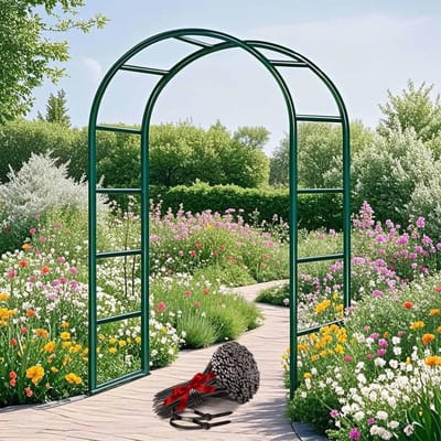 Metalen Tuinboog - Rozenboog Klimplanten - Tuindecoratie - Roestbestendig Staal - 240 x 220 cm - Groen