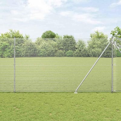 Hekpalen staal - Tuinpalen - Omheining plaatsen - Gepoedercoat oppervlak - 10 x 16 m - Zilver