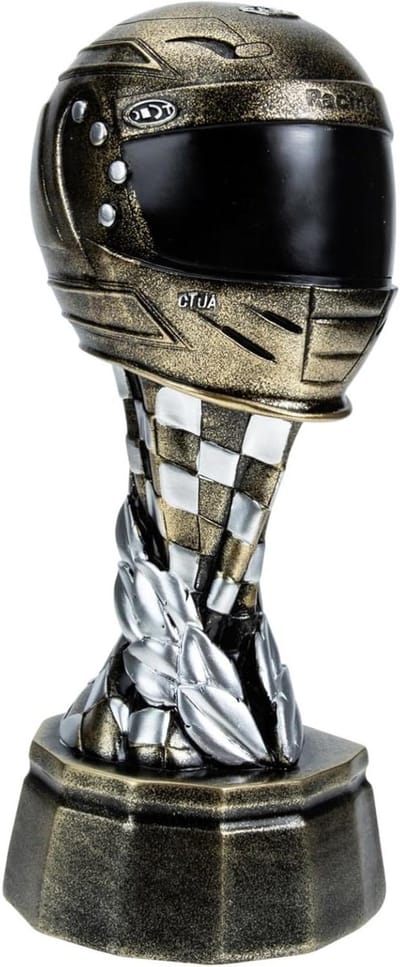 Helmvormige Trofee - Prestatie Prijs - Wedstrijd Beloning - Hars Materiaal - 30 cm Hoog - Goudkleurig