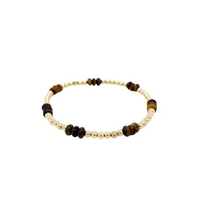 Pat's Jewels Armband - Dames Armband - Balletjes Armband - Kralen Armband - Elastiek Armband - Goud - Blauw- Turquoise Kalvertje vier