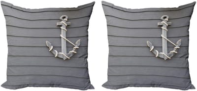 ABAKUHAUS Anker Kussenhoes Set – 2x50x50 cm – Dubbelzijdig bedrukt – Grijs