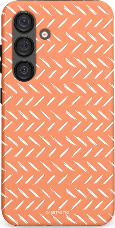 Casetastic hoesje geschikt voor Samsung Galaxy S25 - Dubbellaagse bescherming - Oranje Witte Nederland Cross Patroon - Fashion Case - Terracotta Zand
