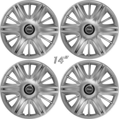 Wieldoppen MAXIM-S 14 inch zilver/hoogglans zwarte ring. Set a 4 stuks in doos (a.u.b. tekst lezen!)
