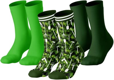 Sock My Feet - Sokken Heren - 3-Pack - Maat 39-42 - Duurzaam & Naadloos - Garden Tools Print & Effen