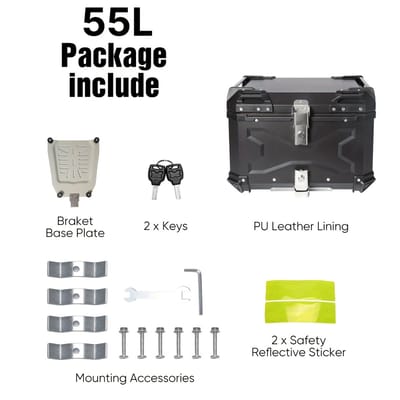 Motorkoffer – Topkoffer – Helmkoffer – Motor Bagagekoffer – Motor Koffer – 55 Liter Inhoud – Aluminium Legering