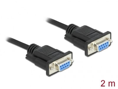 Delock Serial Cable RS-232 D-Sub9 female to female null modem with narrow plug housing 2 m