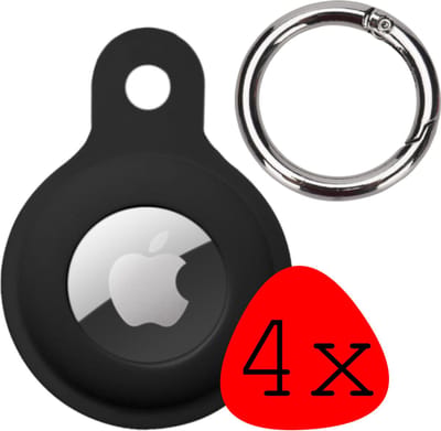 Hoesje Geschikt voor Apple AirTag Hoesje Case Hoesje Geschikt voor Apple AirTag Sleutelhanger Siliconen Hoes - Zwart - 4 Stuks