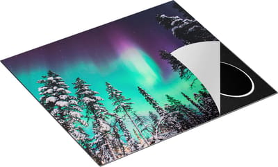 Chefcare Inductie Beschermer Noorderlicht in de Bossen van Noorwegen - 60x50 cm - Afdekplaat Inductie - Kookplaat Beschermer - Inductie Mat