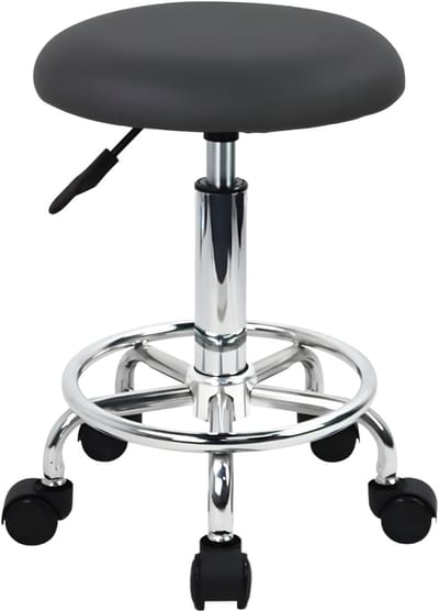 DnA® Zadelkruk - Zadelkruk Op Wielen - Tabouret - Grijs - 33cm x 33cm x 64cm