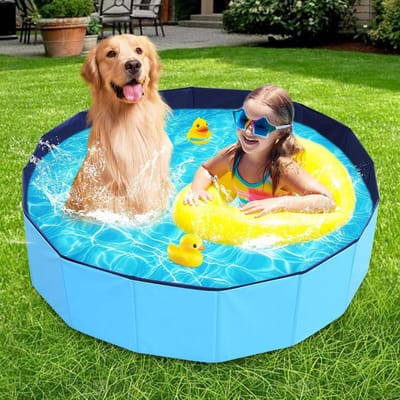 Opvouwbaar Hondenzwembad - Hondenbad Kinderbad - Zomerse Afkoeling - Ruimtebesparend Ontwerp - 0.6mm PVC - Blauw