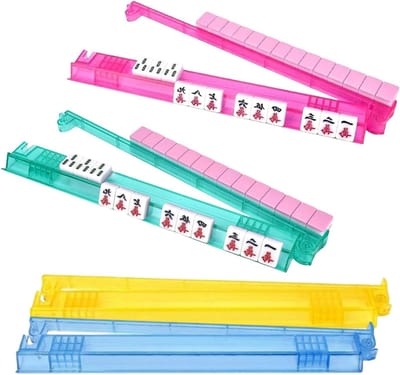 Mahjong Tegelhouder - Acryl Bakje - Spel Organisatie - Antislip Onderkant - 4-delig - Transparant