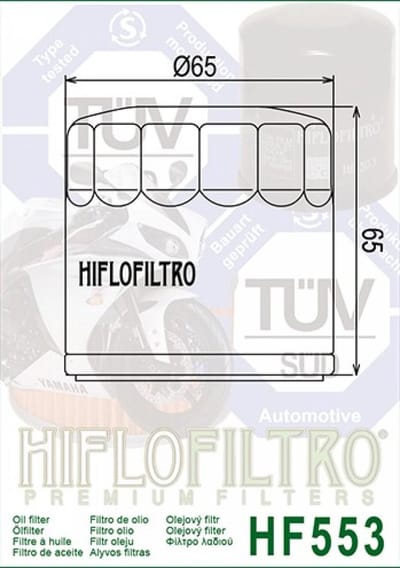 Filtre à huile Hiflofiltro pour Moto Benelli 1130 Tnt R160 2010 à 2015 Neuf