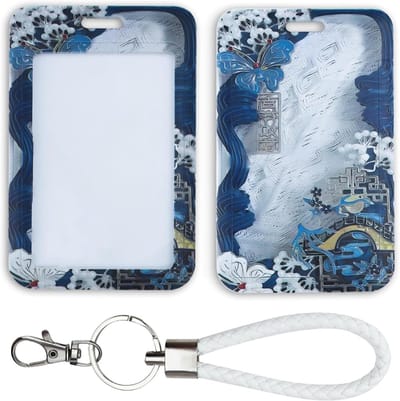 Kaarthouder met Sleutelhanger - Beschermhoes Kaarten - Veilig Kaarten Bewaren - Uitschuifbaar Ontwerp - 11 x 7 cm - Blauw