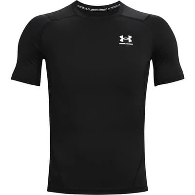 Under Armour UA HG Armour Comp SS-BLK Heren Sportshirt - Zwart - Wit