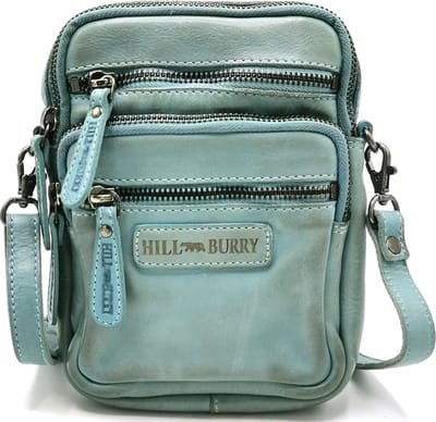 Hillburry Schoudertas met Ritsvakjes Lichtblauw - KLEIN FORMAAT - (bxhxd) ca. 14cm x 19cm x 3cm