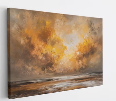 Saammp Canvas Schilderij - Landschap - Oranje - Abstract - 45x30 - Foto op canvas - Wanddecoratie - Muurdecoratie Woonkamer - Slaapkamer decoratie - Canvas Print