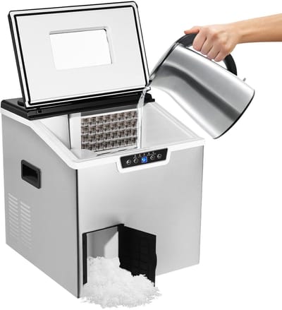 Ijsblokjesmaker - IJsmachine - Drankjes Koelen - 2-in-1 functie - 30-40 kg/dag - Zwart Zilver