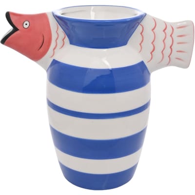 Hestia Vis Gestreept Deco Vaas One Size wit