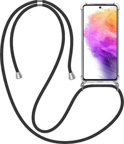 Telefoonhoesje Geschikt voor Samsung Galaxy A73 5G met Koord en Stootrand - TPU Backcover Shockproof met Lanyard - Smartphonica geschikt voor Samsung Galaxy A73 5G