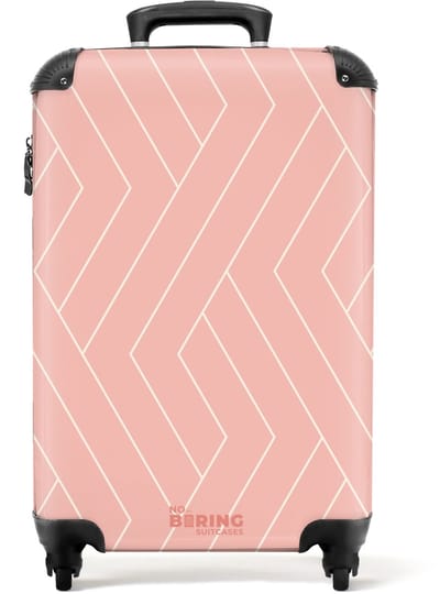 NoBoringSuitcases.com - Koffer - Roze zigzagstructuur met fijne lijnen - Past binnen 55x40x20 cm en 55x35x25 cm - Trolley handbagage - Valiezen met wieltjes volwassenen - Reiskoffer op wielen - Rolkoffer lichtgewicht