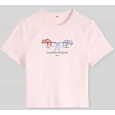 Slim fit t-shirt van katoenmix