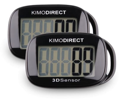 KIMO DIRECT Stappenteller met Clip en Draagkoord - Stappen Tellen - Activity Tracker - 3D Sensor - Groot Scherm - Zwart - 2 Stuks