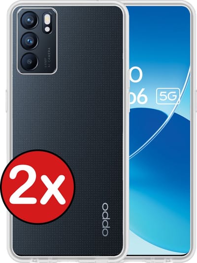 Hoesje - 2 Stuks - Geschikt voor OPPO Reno 6 - Sterk & Shockproof - Telefoonhoes - Back Cover - Case Siliconen - Telefoon Hoes - Transparant