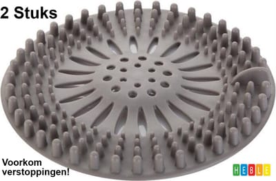 *** 2 Stuks Silicone Afvoerstop voor Keuken & Badkamer - Gootsteenzeef - Anti-haar - Anti-Verstopping - Ontstopper - van Heble® ***