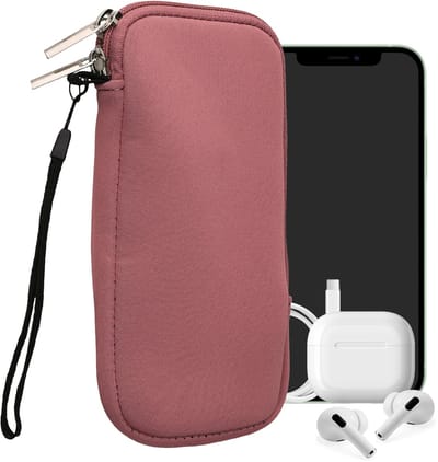 kwmobile telefoontasje universeel geschikt voor XL - 6,7/6,8" smartphones - 17,2 x 8,4 cm - Hoesje met rits en polslusje -In oudroze -