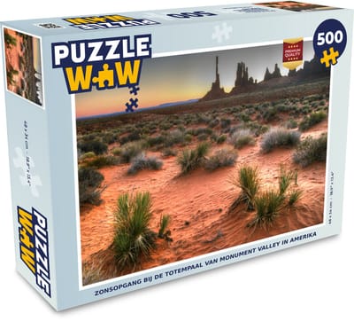 Puzzel Zonsopgang bij de Totempaal van Monument Valley in Amerika - Legpuzzel - Puzzel 500 stukjes