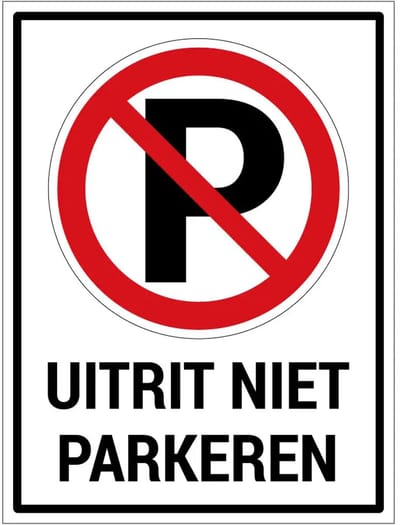Uitrit niet parkeren bord met tekst | gecoat dibond materiaal | 20 x 15 cm