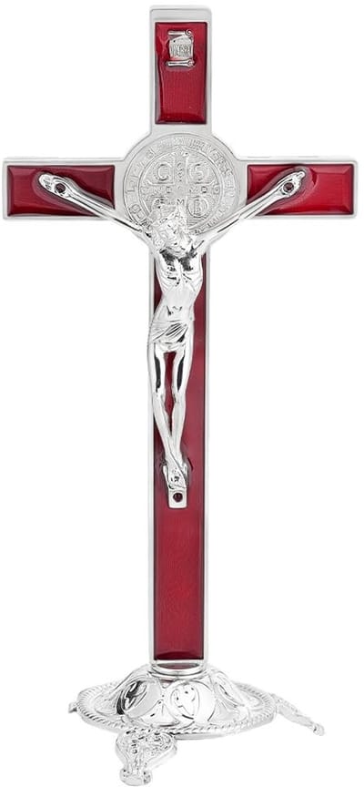 Dailygoods- Staand Kruis 19,5 cm - Afneembaar Kruisbeeld - Decoratie - Katholieke Kruisen - Ornamenten - Legering