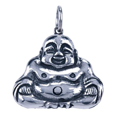 Zilveren Hotei ketting hanger - zittend