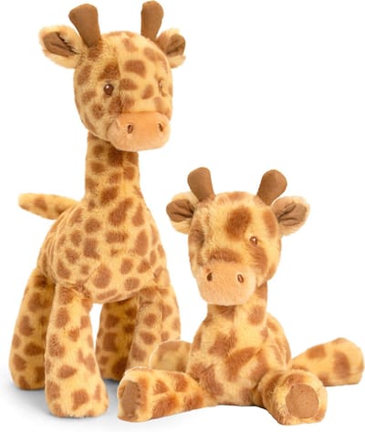Keel Toys Pluche knuffel dieren - Giraffes familie setje - 14 en 25 cm - 2 formaten schattige dieren