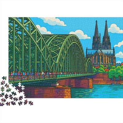 Puzzel Keulen Kathedraal - Stadsgezicht Puzzel - Ontspannend Tijdverdrijf - Recyclebaar Karton - 1000 stukjes - Meerdere Kleuren