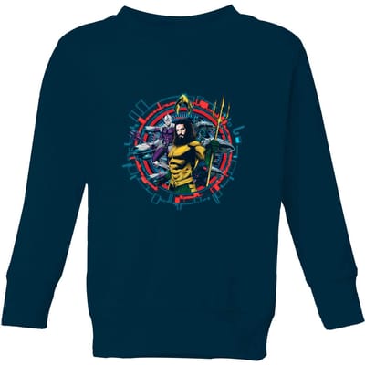 Aquaman Circular Portrait kindertrui - Navy - 98/104 (3-4 jaar)