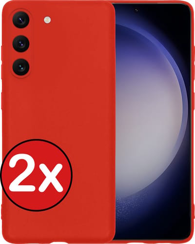 Hoesje - 2 Stuks - Geschikt voor Samsung Galaxy S23 - Sterk & Shockproof - Telefoonhoes - Back Cover - Case Siliconen - Telefoon Hoes - Rood