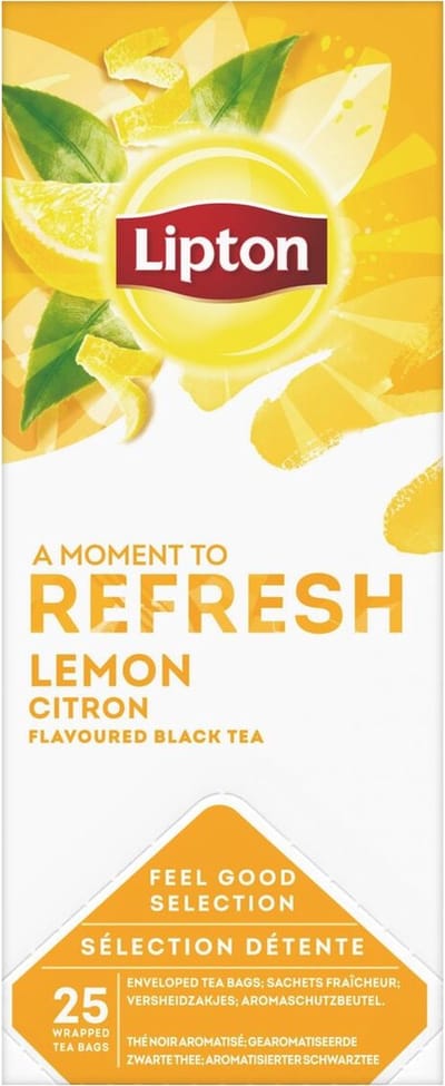 Lipton Feel Good Selection Lemon - 150 Theezakjes - Zwarte Thee Citroen - 6 x 20 Zakjes - Voordeelverpakking